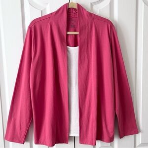 Open Front Cardigan With Attached White Scoop Neck Top - Mock Layered Look (XL)